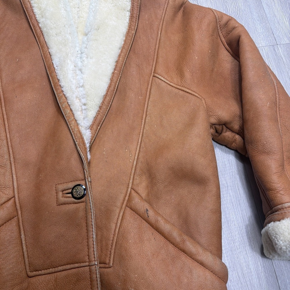 Vintage 1980's Sheepskin Shearling Long Coat Women's Small Hugo Buscati Rare!! - Picture 7 of 16